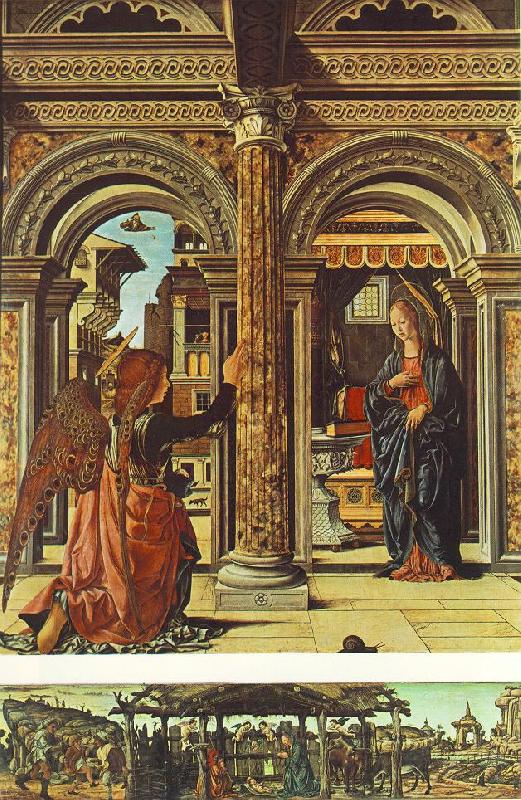 COSSA, Francesco del Annunciation and Nativity (Altarpiece of Observation) df Norge oil painting art